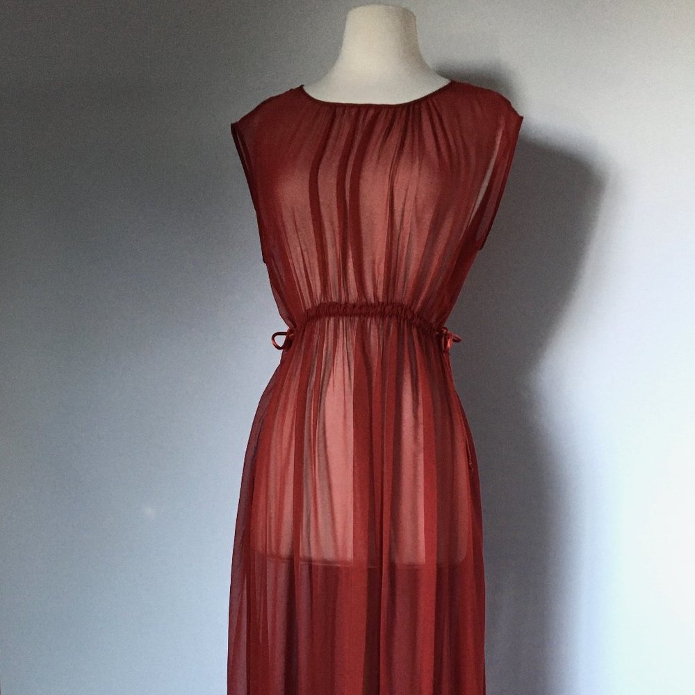Maxi silk dress with ruffle